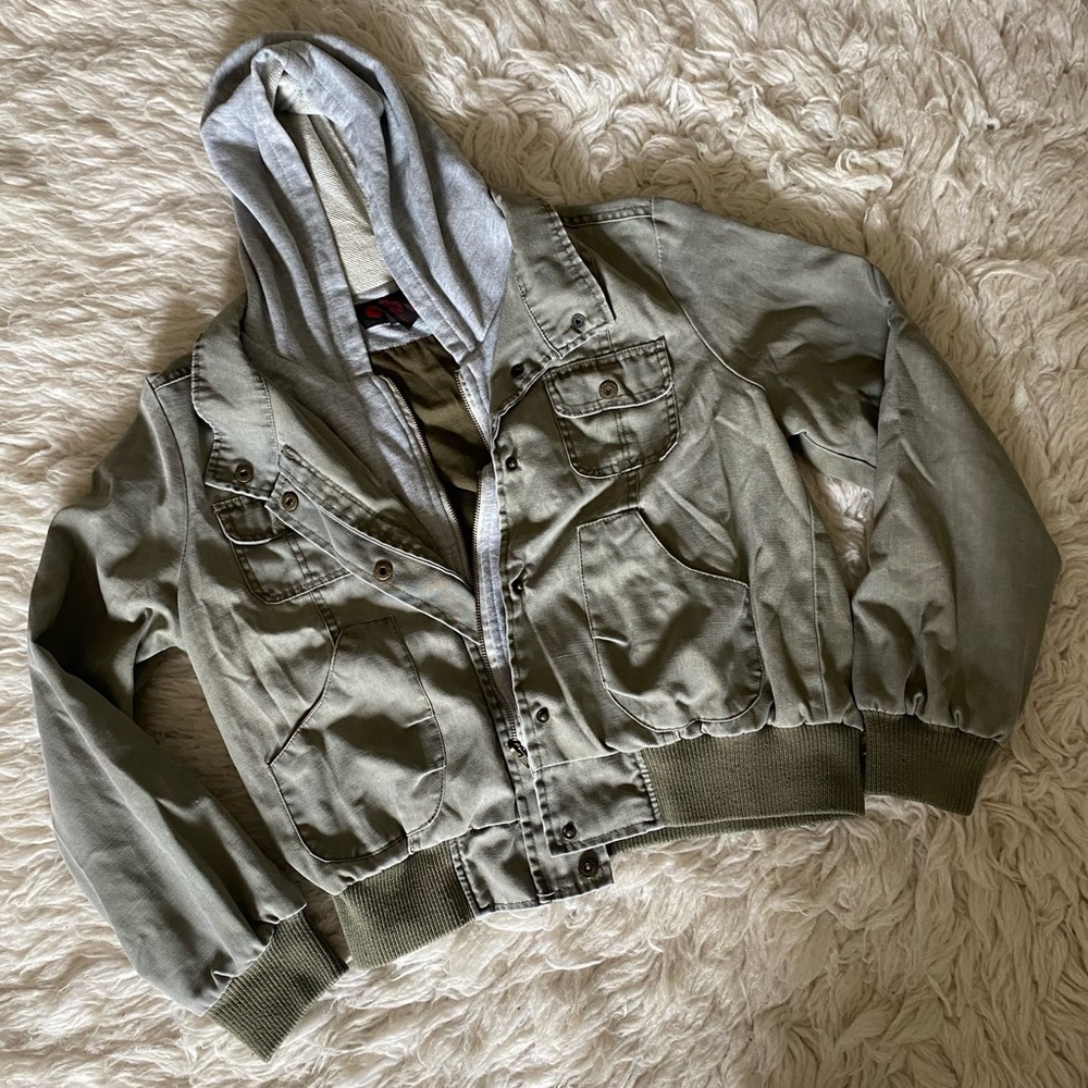 Military green hoodie jacket